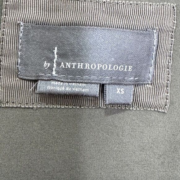 Anthropologie Cecily Dress XS Olive Green Button Front Fit Flare Midi Cap Sleeve - Picture 5 of 13